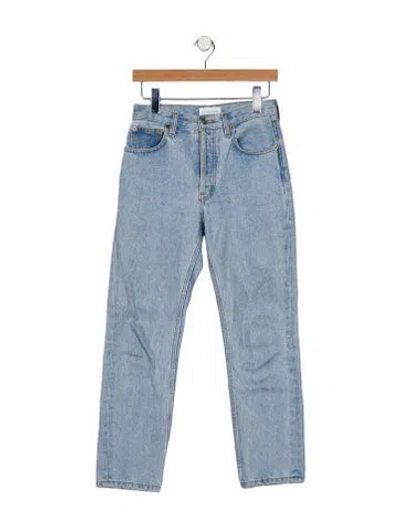 Pre-owned Still Here Mid-rise Straight Leg Jeans In Blue