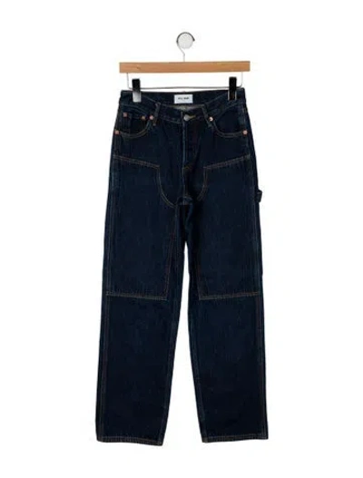 Pre-owned Still Here Mid-rise Straight Leg Jeans In Blue