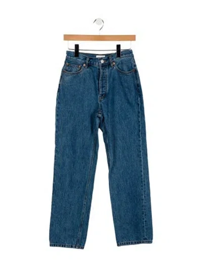 Pre-owned Still Here Mid-rise Straight Leg Jeans In Blue