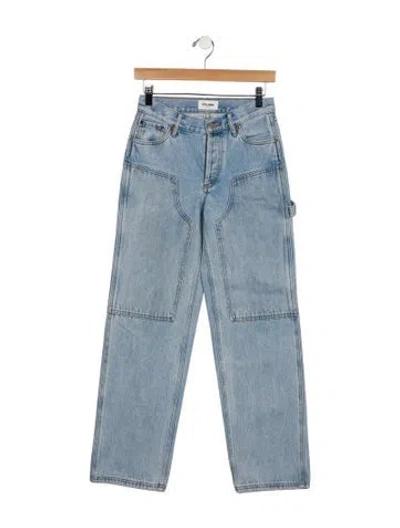 Pre-owned Still Here Mid-rise Straight Leg Jeans In Blue