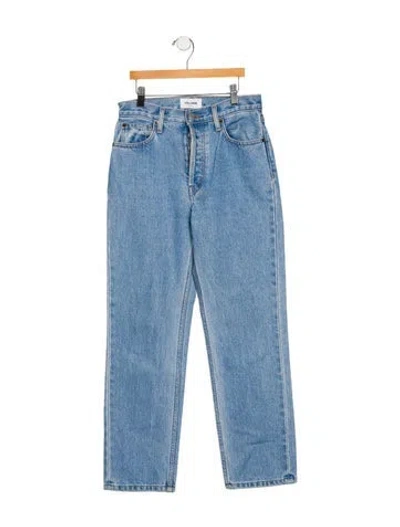 Pre-owned Still Here Mid-rise Straight Leg Jeans In Blue