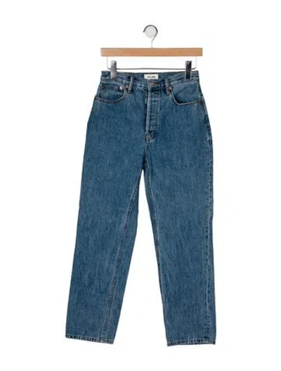 Pre-owned Still Here Mid-rise Straight Leg Jeans In Blue
