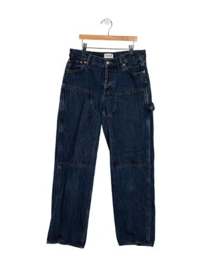 Pre-owned Still Here Mid-rise Straight Leg Jeans In Blue