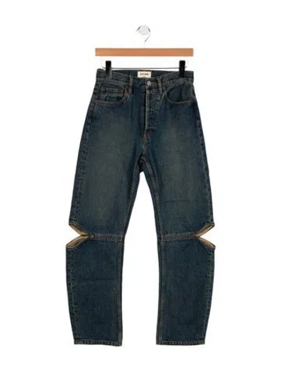 Pre-owned Still Here Mid-rise Straight Leg Jeans In Blue