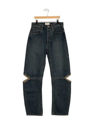 Pre-owned Still Here Mid-rise Straight Leg Jeans In Blue