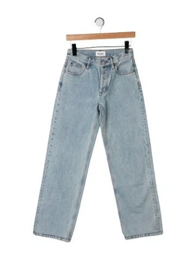 Pre-owned Still Here Mid-rise Straight Leg Jeans In Blue