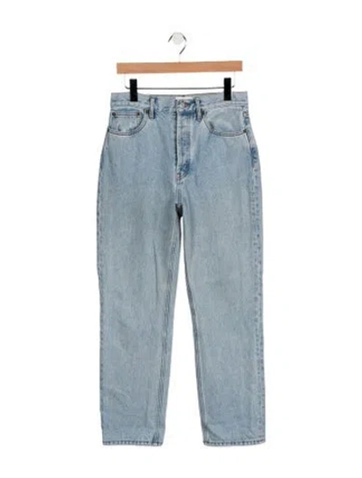 Pre-owned Still Here Mid-rise Straight Leg Jeans In Blue