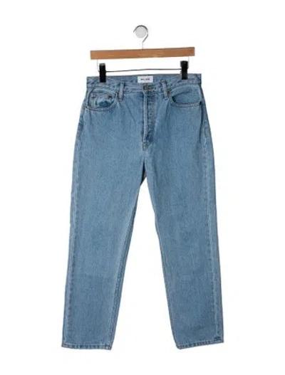 Pre-owned Still Here Mid-rise Straight Leg Jeans In Blue