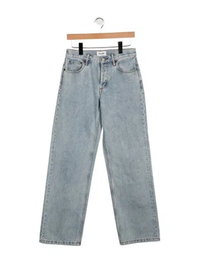 Pre-owned Still Here Mid-rise Straight Leg Jeans In Blue