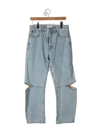 Pre-owned Still Here Mid-rise Straight Leg Jeans In Blue