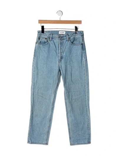 Pre-owned Still Here Mid-rise Straight Leg Jeans In Blue