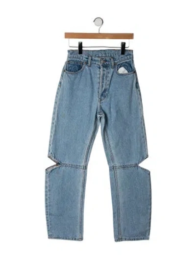 Pre-owned Still Here Mid-rise Straight Leg Jeans In Blue
