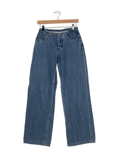 Pre-owned Still Here Mid-rise Straight Leg Jeans In Blue