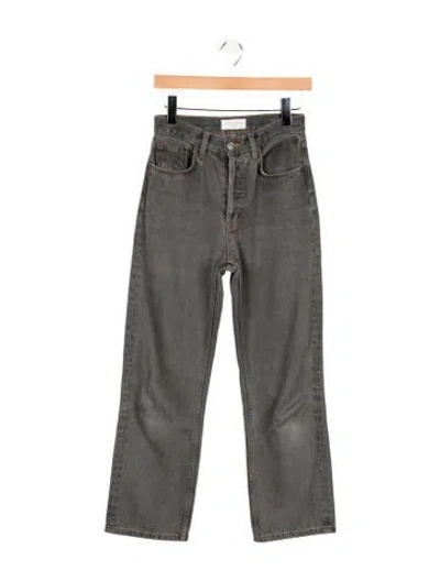 Pre-owned Still Here Mid-rise Straight Leg Jeans In Gray