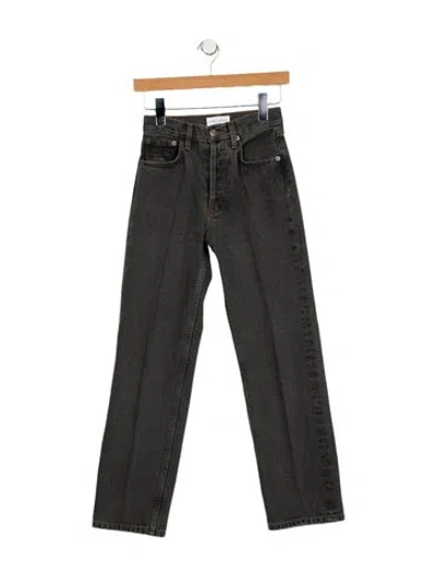 Pre-owned Still Here Mid-rise Straight Leg Jeans In Gray