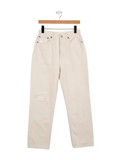 Pre-owned Still Here Mid-rise Straight Leg Jeans In Neutral
