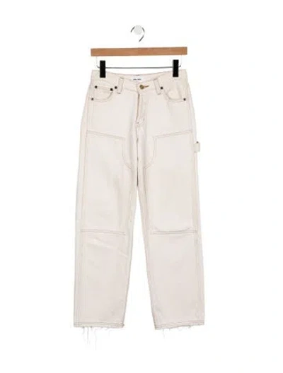 Pre-owned Still Here Mid-rise Straight Leg Jeans In Neutral