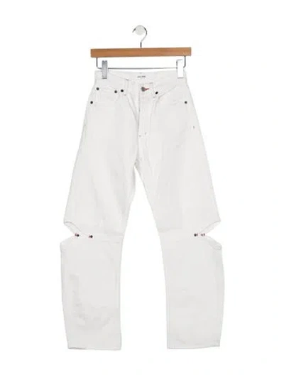 Pre-owned Still Here Mid-rise Straight Leg Jeans In White