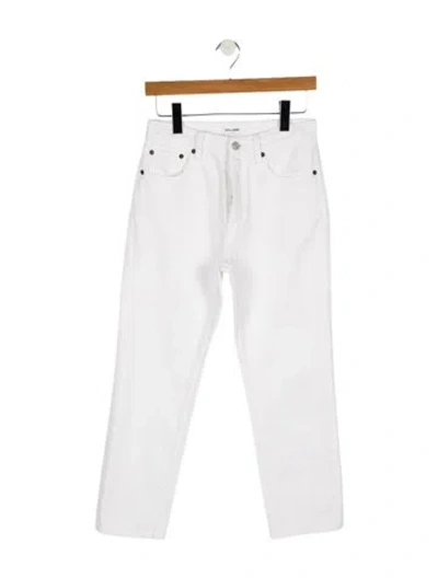 Pre-owned Still Here Mid-rise Straight Leg Jeans In White