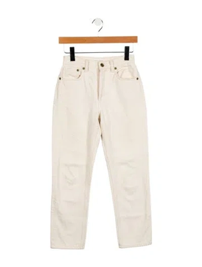 Pre-owned Still Here Mid-rise Straight Leg Jeans In White