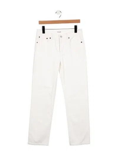 Pre-owned Still Here Mid-rise Straight Leg Jeans In White
