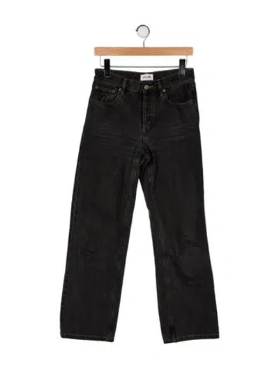 Pre-owned Still Here Mid-rise Wide Leg Jeans In Black