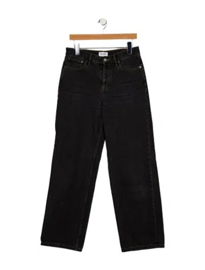 Pre-owned Still Here Mid-rise Wide Leg Jeans In Black