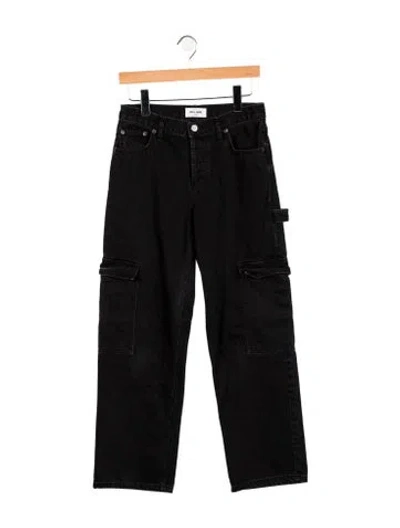 Pre-owned Still Here Mid-rise Wide Leg Jeans In Black