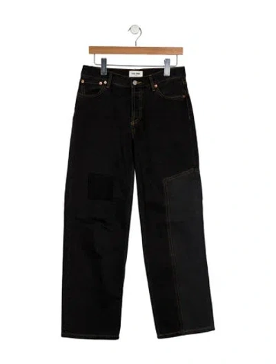 Pre-owned Still Here Mid-rise Wide Leg Jeans In Black