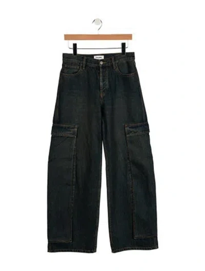 Pre-owned Still Here Mid-rise Wide Leg Jeans In Black