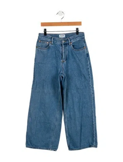 Pre-owned Still Here Mid-rise Wide Leg Jeans In Blue
