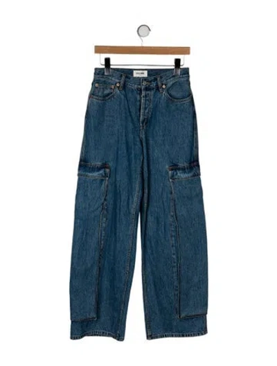 Pre-owned Still Here Mid-rise Wide Leg Jeans In Blue