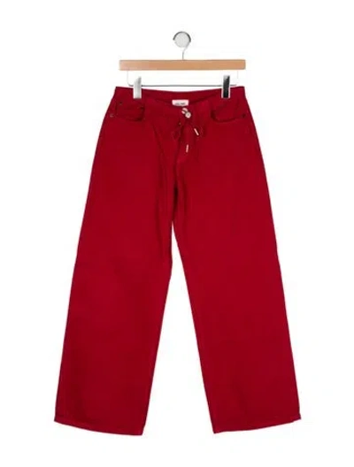 Pre-owned Still Here Mid-rise Wide Leg Jeans In Red