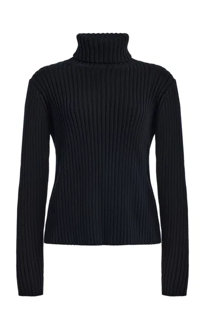Still Here Miller Turtleneck Cotton Top In Black