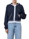 Still Here Neighborhood Crop Zip Up Hoodie In Navy In Blue