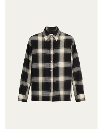 Still Here Noon Plaid Flannel Shirt In Black