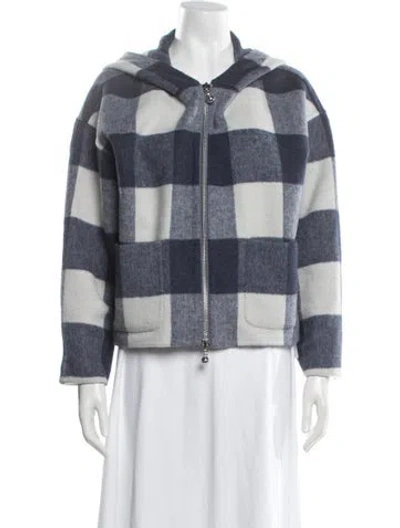 Pre-owned Still Here Plaid Print Jacket In Blue