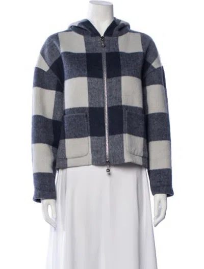 Pre-owned Still Here Plaid Print Jacket In Blue