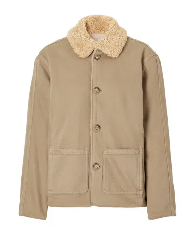 Still Here Townes Reversible Plush And Denim Jacket In Brown