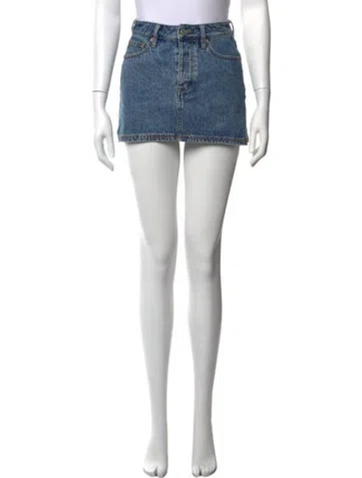 Pre-owned Still Here Raw-edge Trim Mini Skirt In Blue