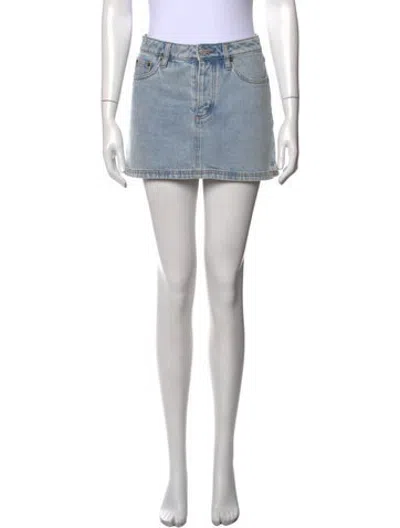 Pre-owned Still Here Raw-edge Trim Mini Skirt In Blue