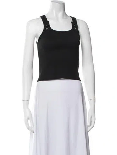 Pre-owned Still Here Scoop Neck Sleeveless Crop Top In Black/white