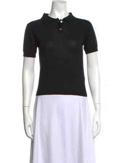 Pre-owned Still Here Short Sleeve Polo In Black