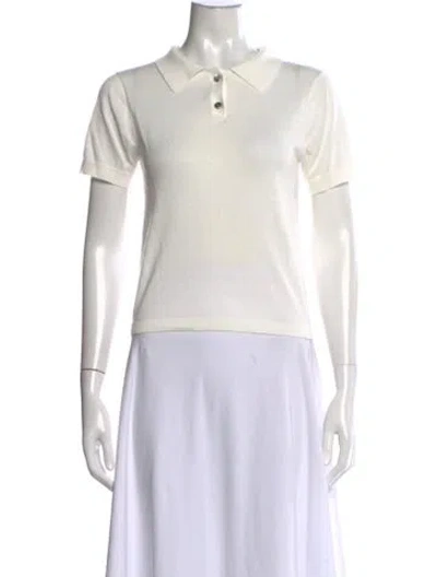 Pre-owned Still Here Short Sleeve Polo In White