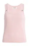 Still Here Snap Ribbed Cotton Tank Top In Pink