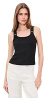 Still Here Stretch-cotton Snap Tank Top In Black
