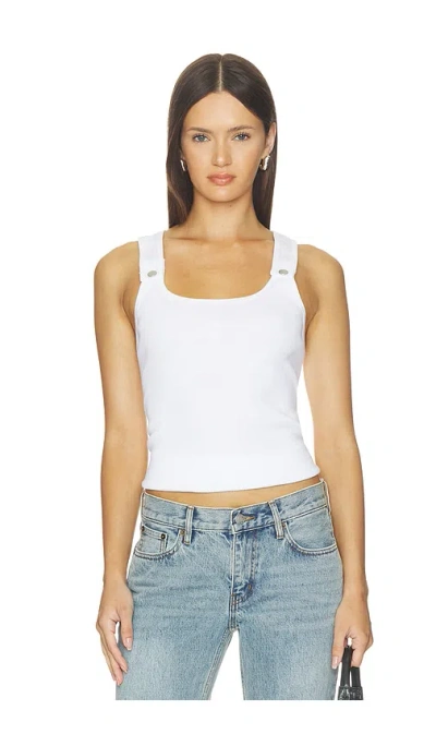 Still Here Snap Tank Top In White