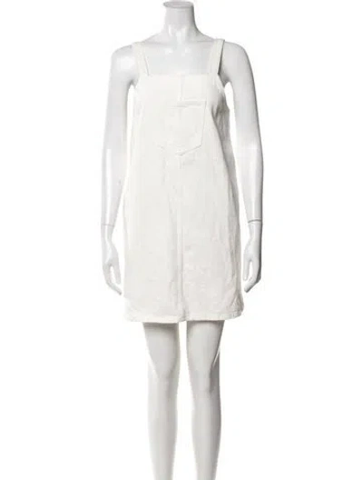 Pre-owned Still Here Square Neckline Mini Dress In White