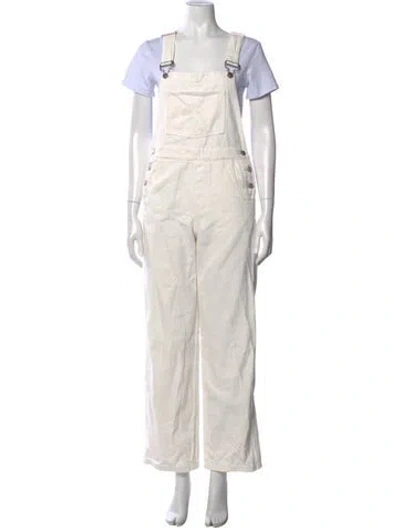 Pre-owned Still Here Square Neckline Overalls In Neutral
