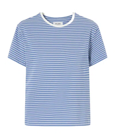Still Here Striped Cotton-jersey T-shirt In Blue